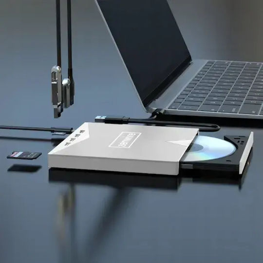 Сребърно Dvd Устройство Тип C Usb 3.0 2в1 Хъб H61