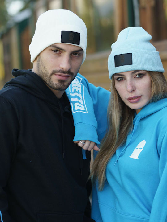 Beanie Unisex Σκούφος Πλεκτός σε Λευκό χρώμα