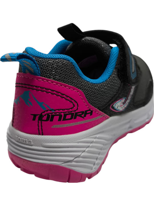 Tundra Jr Kids Sports Shoes Running with Hoop & Loop Closure Black