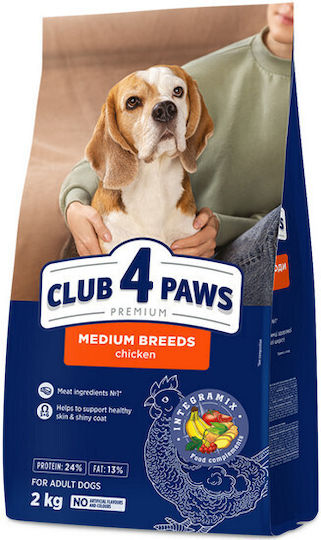 Club 4 Paws Adult Medium Breeds 14kg Trockenfutter für erwachsene Hunde mittlerer Rassen mit Huhn
