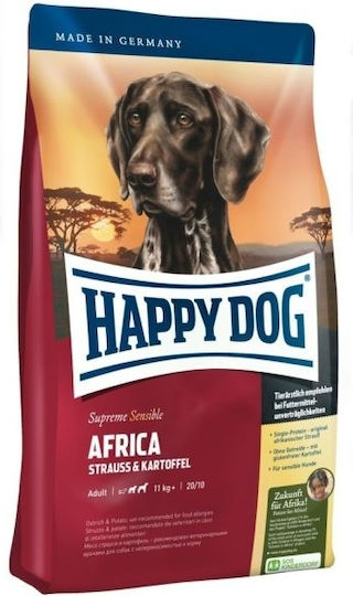 Happy Dog Africa 4kg Trockenfutter für Hunde kleiner Rassen mit Fleisch, Kartoffeln, Geflügel, Leber und Apfel