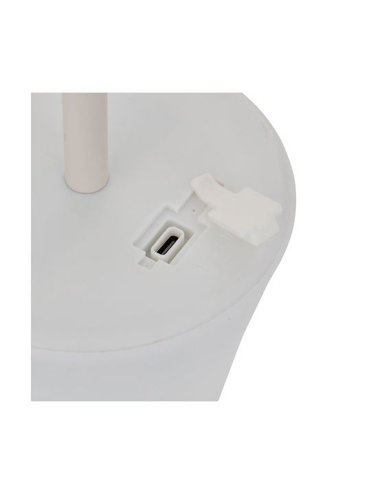 Metal Table Lamp LED with White Shade and Base