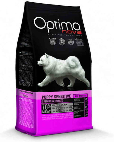 Optimanova Puppy Sensitive 2кг Суха Храна без Зърнени храни за Кученца с Картофи и Сьомга