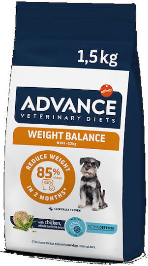 Advance Weight Balance Mini 1.5kg Trockenfutter Diät für Welpen mit Schweinefleisch, Huhn, Fisch und Fleisch