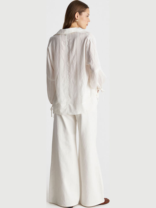 Long Sleeve Striped White Tunic