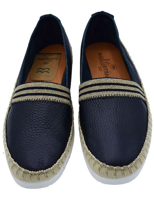 Leather Women's Espadrilles In Black Colour