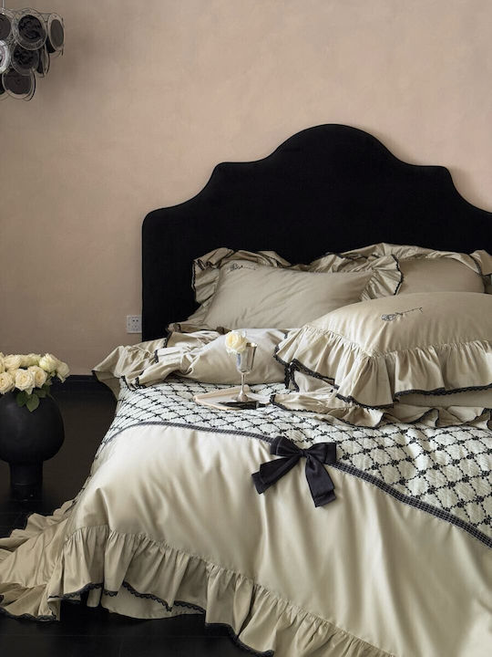 4 Seasons Collection Duvet Cover Set 220x240cm with 2 Pillowcases and 1 Bed Sheet Olive