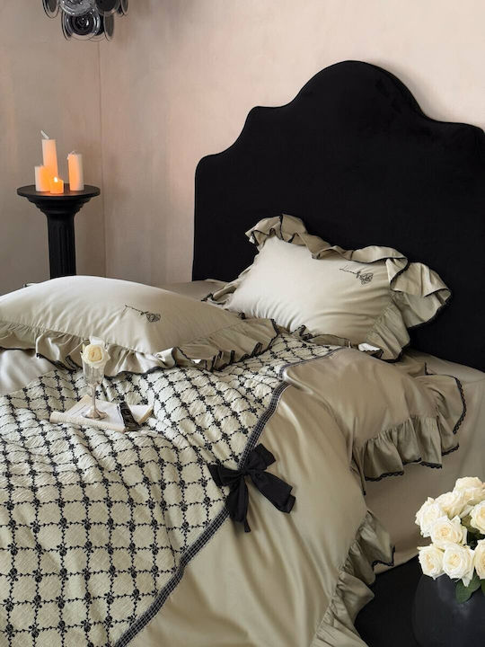4 Seasons Collection Duvet Cover Set 220x240cm with 2 Pillowcases and 1 Bed Sheet Olive