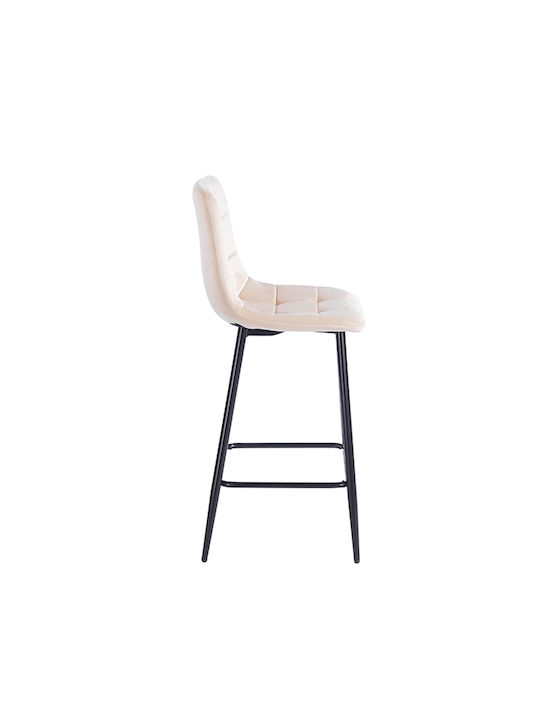 Bar Stool with Backrest Upholstered with Velvet Nora Beige 45x41x65cm