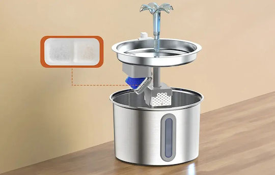 Oneisall Metallisch Wasserspender / Brunnen für Hund & Katze in Weiß Farbe für PWF-001