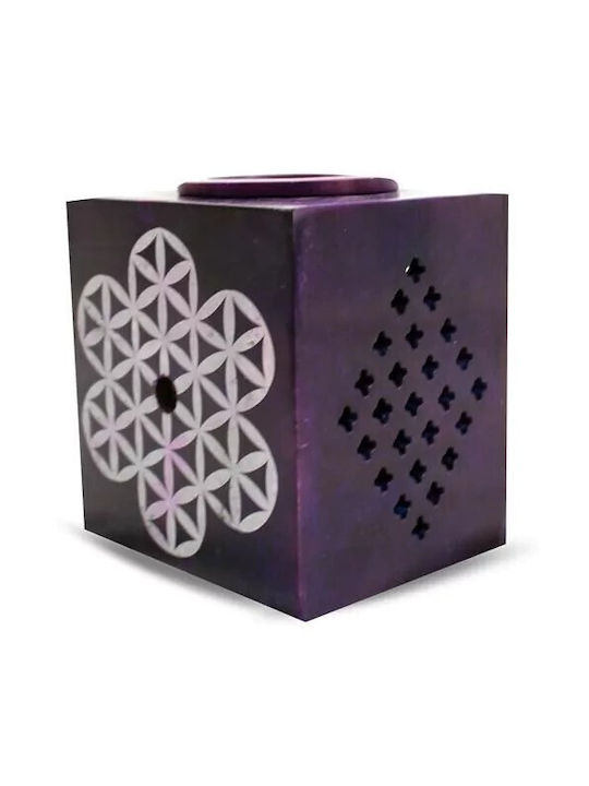 Aromatic Essential Oil Burner Soapstone Flower Life Violet XL 12cm