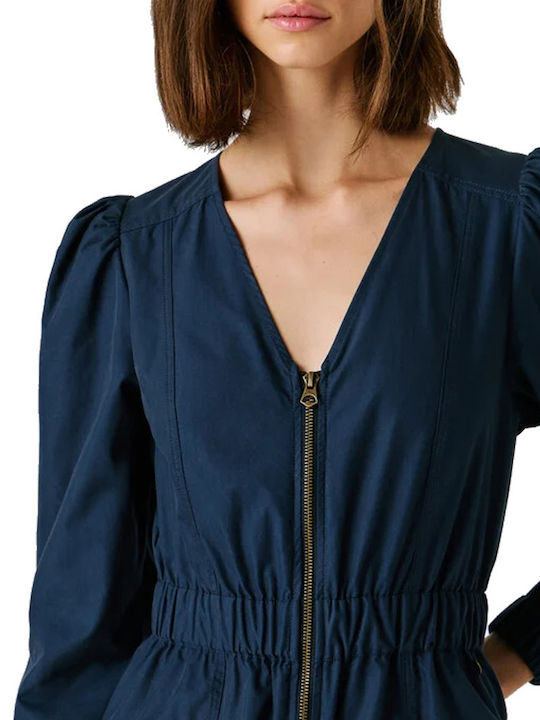 Women's Long Sleeve Blue One-piece Jumpsuit