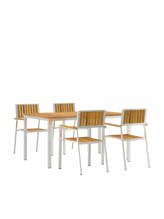 Garden & Outdoor Furniture Sets Dining Room Set 5 Pieces Brown