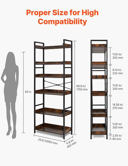 Bibliotecă Maro 30x65x175 cm
