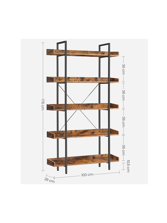 Boden Braunes Bücherregal 100x28x178cm