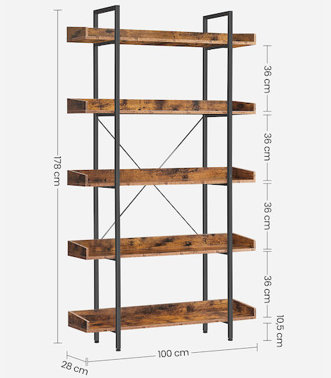 Bücherregal Braun 100x28x178cm