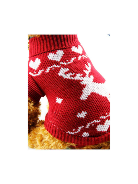 Weihnachtlicher Strickpullover Rentier Rot 30cm Länge Rücken 30cm
