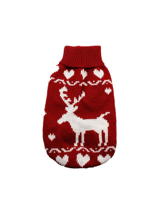 Weihnachtlicher Strickpullover Rentier Rot 35cm Länge Rücken