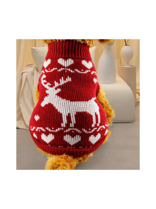Weihnachtlicher Strickpullover Rentier Rot 40cm Länge Rücken 40cm