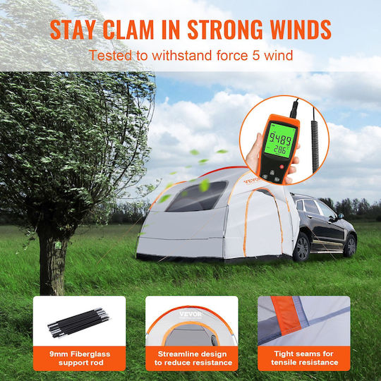 Vevor Cort De Camping Tunel Pentru Automobil Gri Cu Dublu Material 3 Anotimpuri 230 Cm