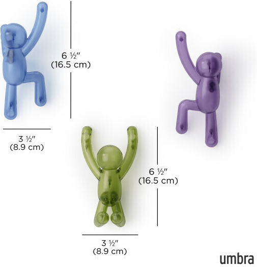 Umbra Polyresin Blue Wall Hanger 7.6x16.5x7.6cm 3 Pieces