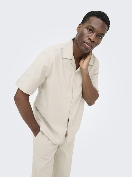 Short Sleeve Shirt in Regular Fit Ecru