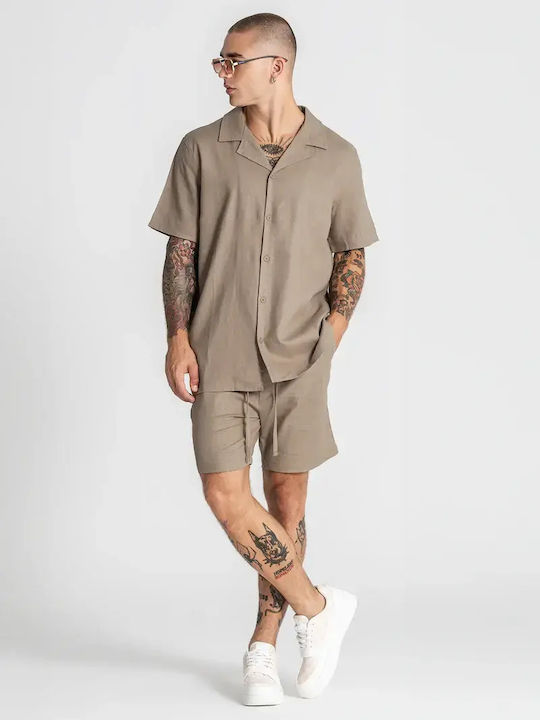 Short Sleeve Linen Shirt Taupe