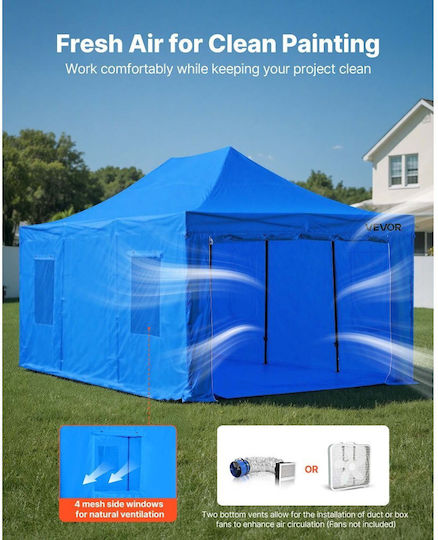 Portable Vevor Paint Tent Portable Spray Garage Tent 5870 X 3980 X 1780mm Waterproof Spray Case Folding Frame 4 Side Mesh Windows Replacement Car Furniture Paint