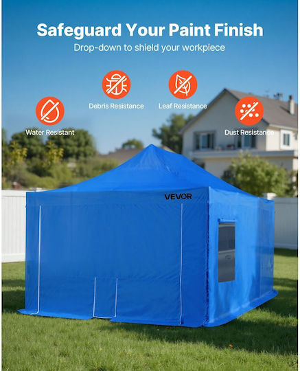 Portable Vevor Paint Tent Portable Spray Garage Tent 5870 X 3980 X 1780mm Waterproof Spray Case Folding Frame 4 Side Mesh Windows Replacement Car Furniture Paint