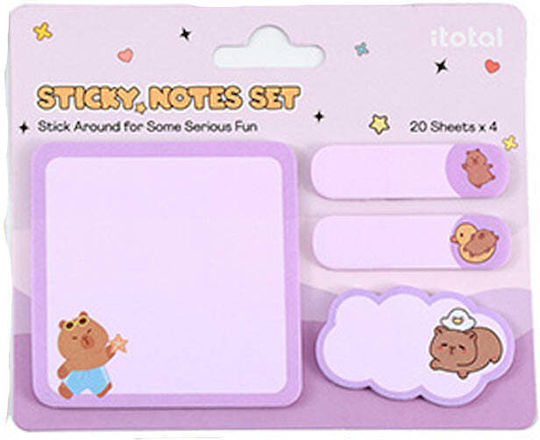 I Total Χαρτάκια Sticky Memos Capybara Μωβ 4 Τμχ