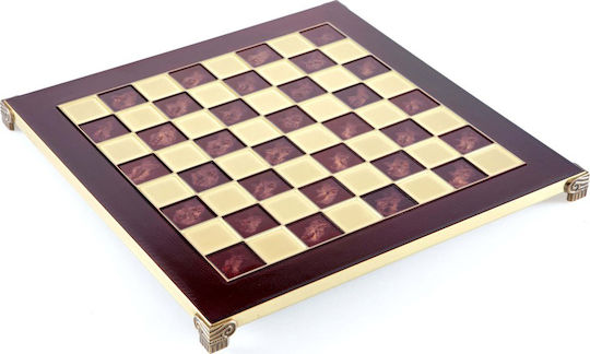 Manopoulos Klassisches Handgefertigtes Backgammon/Schach Metallisch 36x36cm b36rot