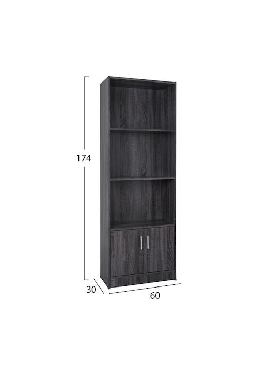 Bibliotecă Hayden Cărbune de lemn 60x30x174cm