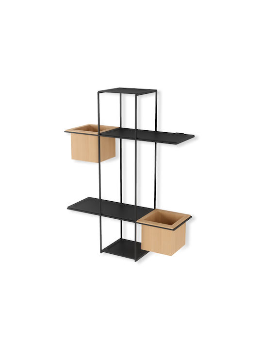 Regal Wand Cubist Schwarz 48x64x16cm