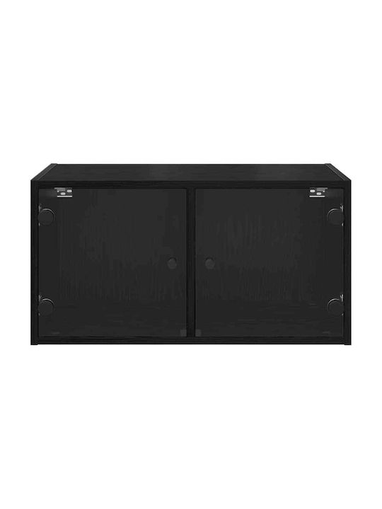 Wall Living Room Cabinet Made of Particle Board Black Oak 68x37x35cm