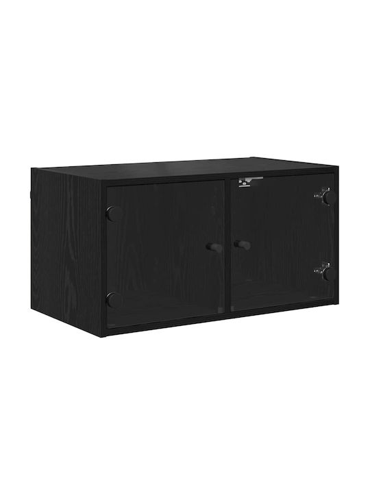 Wall Living Room Cabinet Made of Particle Board Black Oak 68x37x35cm
