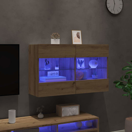 Wall Shelf with LED Artisan Oak 98.5x30x60.5cm