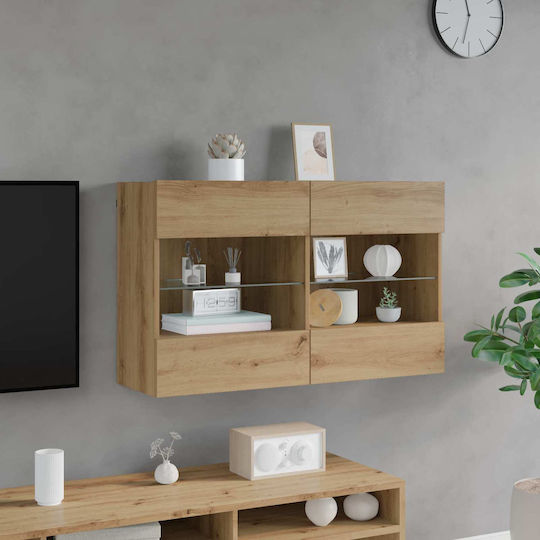 Wall Shelf with LED Artisan Oak 98.5x30x60.5cm