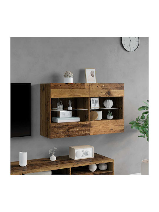 Shelf Wall with LED Old Wood 98.5x30x60.5cm