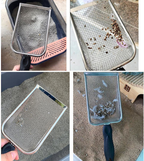 Stainless Steel Cat Litter Cleaning Shovel 27.5x10x5cm/4.3×4.3mm