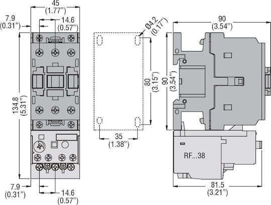 Lovato Electric Τριπολικός Διακόπτης Ράγας 24V 38A