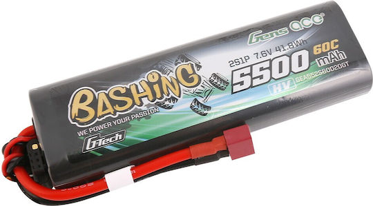Gens Ace Bashing Baterie Li-Po 7.6V 5500mAh 20C 2S T-Plug Pentru Vehicul RC