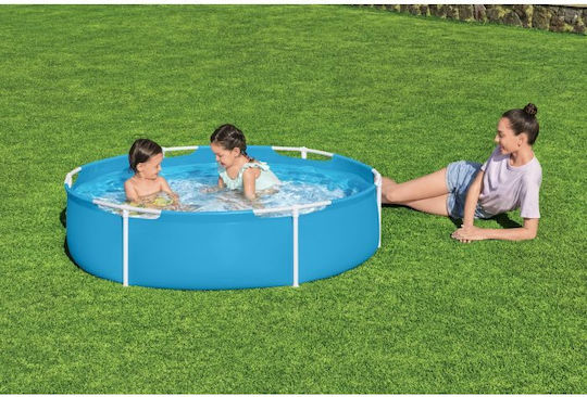 Bestway Детски Кръгъл Басейн PVC 580л с Метална Рамка 152x38см Светлосин