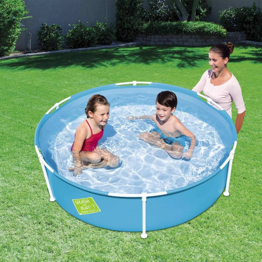 Bestway Детски Кръгъл Басейн PVC 580л с Метална Рамка 152x38см Светлосин
