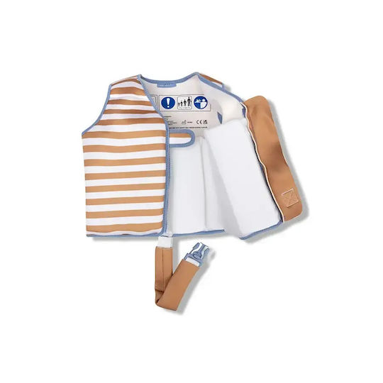 Swim Essentials Σωσίβιο Γιλέκο Κολύμβησης Ιμάντα Ασφαλείας Παιδιά 3-6 Ετών "brown White Striped"
