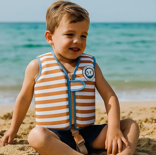 Swim Essentials Σωσίβιο Γιλέκο Κολύμβησης Ιμάντα Ασφαλείας Παιδιά 3-6 Ετών "brown White Striped"