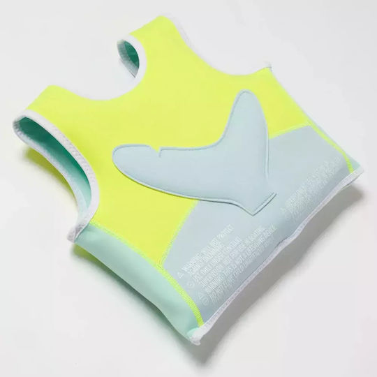 Sunnylife Kids' Life Jacket Neoprene Turquoise Salty the Shark Aqua Neon Yellow