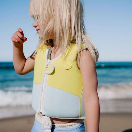 Sunnylife Kids' Life Jacket Neoprene Turquoise Salty the Shark Aqua Neon Yellow