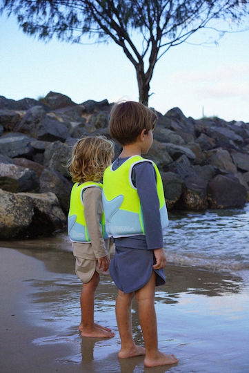 Sunnylife Kids' Life Jacket Neoprene Turquoise Salty the Shark Aqua Neon Yellow