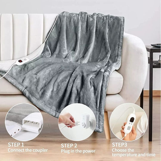 Alista Home Pătură Electrică Semi Dublă Lavabilă cu Temporizator Gri 135W 130x180cm