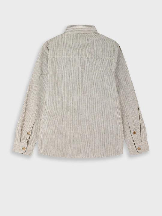 Kids Striped Shirt Long Sleeve Beige